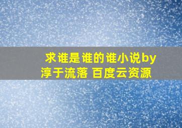 求《谁是谁的谁》小说by淳于流落 百度云资源