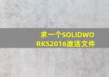 求一个SOLIDWORKS2016激活文件