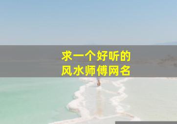 求一个好听的风水师傅网名