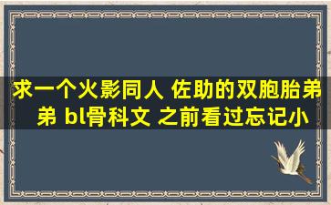 求一个火影同人 佐助的双胞胎弟弟 bl骨科文 之前看过,忘记小说名字了,...