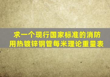 求一个现行国家标准的消防用热镀锌钢管,每米理论重量表