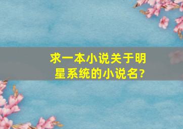 求一本小说关于明星系统的小说名?