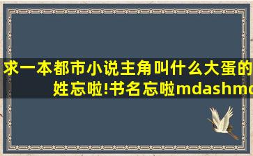 求一本都市小说。主角叫什么大蛋的,姓忘啦!书名忘啦——