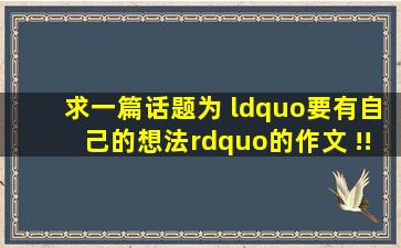 求一篇话题为 “要有自己的想法”的作文 !!