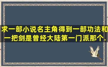 求一部小说名,主角得到一部功法和一把剑,是曾经大陆第一门派,那个...