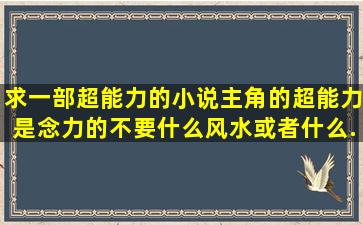 求一部超能力的小说,主角的超能力是念力的,不要什么风水或者什么...