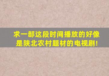 求一部这段时间播放的好像是陕北农村题材的电视剧!