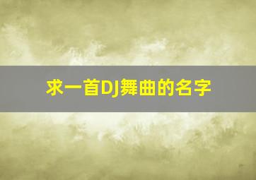 求一首DJ舞曲的名字