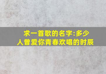 求一首歌的名字:多少人曾爱你青春欢唱的时辰