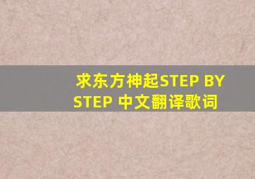 求东方神起STEP BY STEP 中文翻译歌词