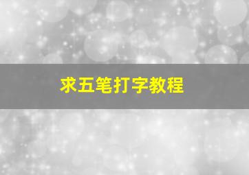 求五笔打字教程