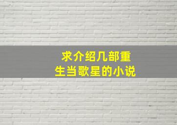 求介绍几部重生当歌星的小说