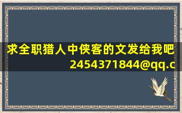 求全职猎人中侠客的文,发给我吧 2454371844@qq.com