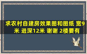 求农村自建房效果图和图纸, 宽9米 进深12米 谢谢 2楼要有厕所 客厅, ...