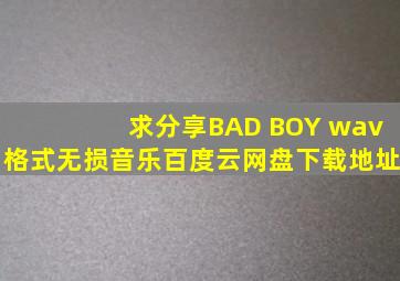 求分享《BAD BOY 》wav格式无损音乐百度云网盘下载地址