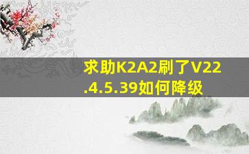 求助K2A2刷了V22.4.5.39如何降级