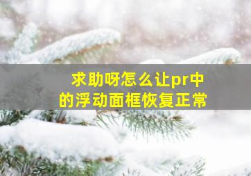 求助呀怎么让pr中的浮动面框恢复正常(