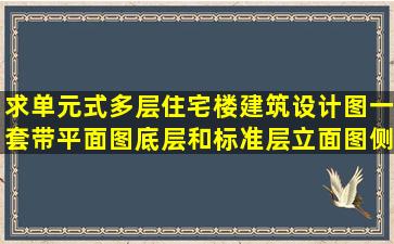 求单元式多层住宅楼建筑设计图一套带平面图(底层和标准层)立面图(侧...