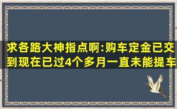 求各路大神指点啊:购车定金已交,到现在已过4个多月一直未能提车!4S...