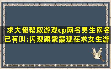 求大佬帮取游戏cp网名,男生网名已有叫:闪现蹲紫霞,现在求女生游戏...