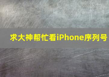 求大神帮忙看iPhone序列号