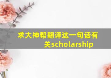 求大神帮翻译这一句话,有关scholarship