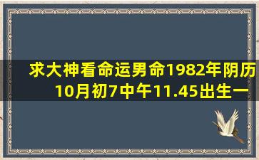 求大神看命运男命1982年阴历10月初7。中午11.45出生。一生命运如何