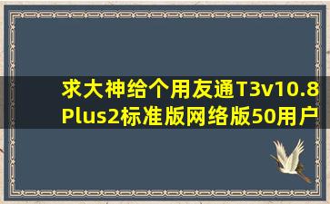 求大神给个用友通T3v10.8Plus2标准版网络版50用户破解补丁做账