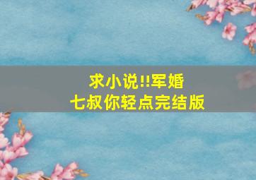 求小说!!军婚 七叔你轻点完结版