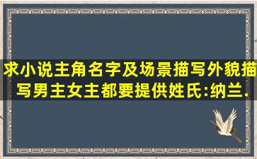 求小说主角名字,及场景描写,外貌描写。男主女主都要,提供姓氏:纳兰,...