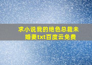 求小说我的绝色总裁未婚妻txt百度云免费