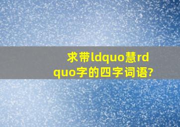 求带“慧”字的四字词语?