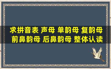 求拼音表 声母 单韵母 复韵母 前鼻韵母 后鼻韵母 整体认读音节