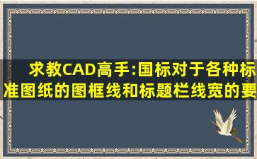 求教CAD高手:国标对于各种标准图纸的图框线和标题栏线宽的要求是