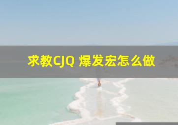 求教CJQ 爆发宏怎么做