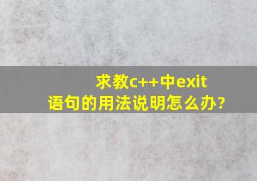 求教c++中exit语句的用法说明。怎么办?