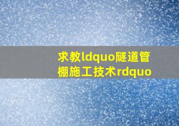 求教“隧道管棚施工技术”