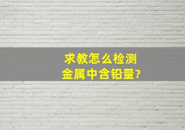 求教怎么检测金属中含铅量?