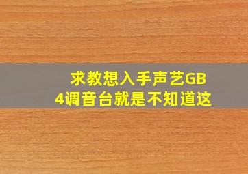 求教想入手声艺GB4调音台就是不知道这