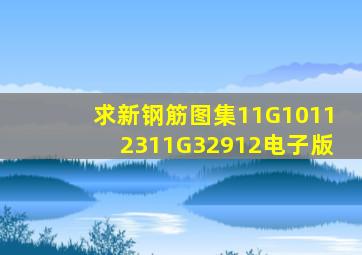 求新钢筋图集11G101123,11G32912电子版