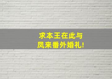 求本王在此(与凤来)番外婚礼!