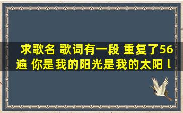 求歌名 歌词有一段 重复了5、6遍 你是我的阳光是我的太阳 “阳光“...