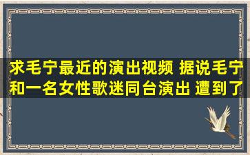 求毛宁最近的演出视频 据说毛宁和一名女性歌迷同台演出 遭到了一些...