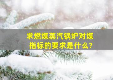 求燃煤蒸汽锅炉对煤指标的要求是什么?