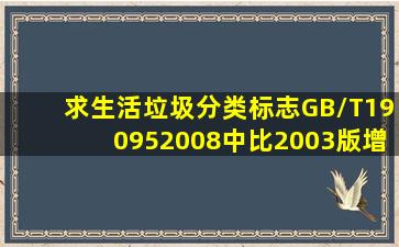 求生活垃圾分类标志(GB/T190952008)中比2003版增加的表1(用以表示...