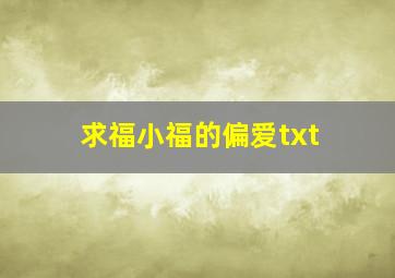 求福小福的《偏爱》txt