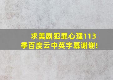 求美剧犯罪心理113季百度云,中英字幕,谢谢!