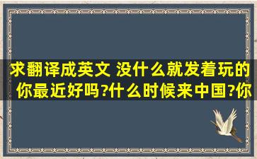 求翻译成英文 没什么,就发着玩的,你最近好吗?什么时候来中国?你很...