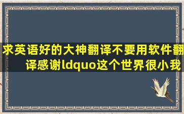 求英语好的大神翻译,不要用软件翻译。感谢。。“这个世界很小我们...