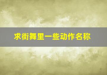 求街舞里一些动作名称。